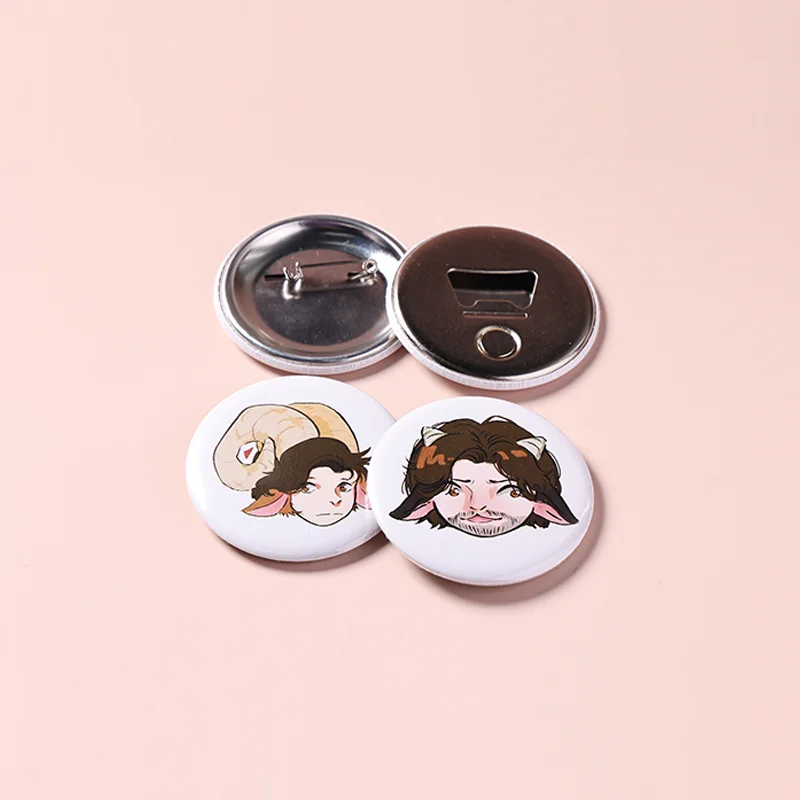 Custom 50mm Round Anime Magnet Button Pin Badge UV Printing Metal Safety Pin factory
