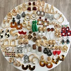 Earring Wholesale Mixed Vintage Alloy Resin Acrylic Fashion 2021 Women Jewelry Set Pearl Diamond Hoop Earring