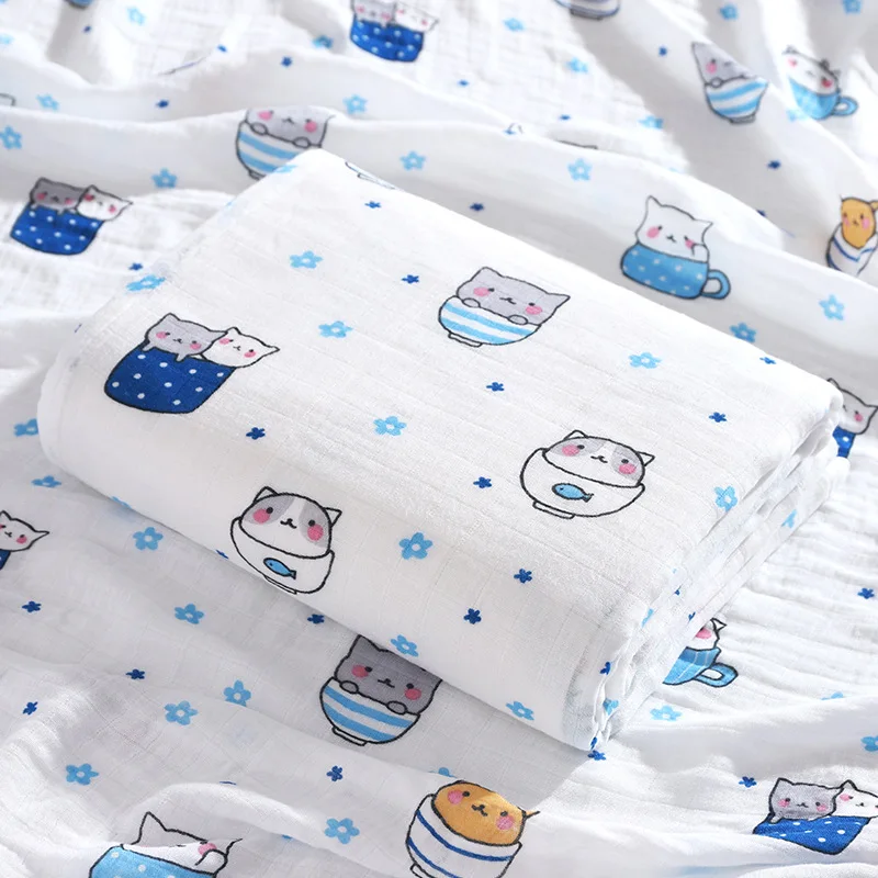 Customized designs soft 100% cotton baby blanket bamboo baby muslin swaddle blanket