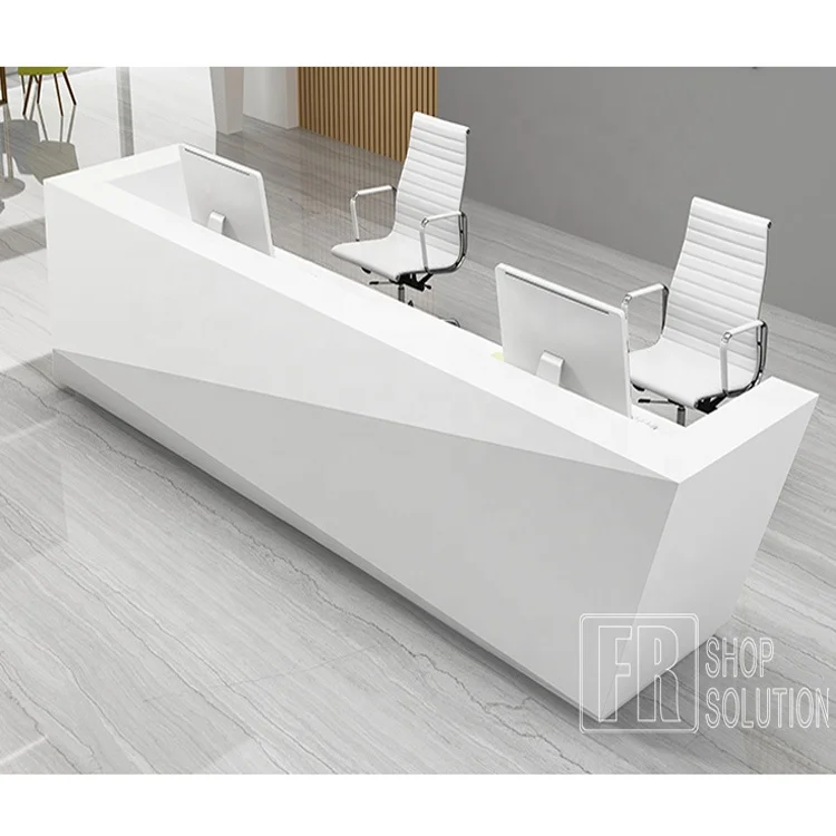 white lacquer reception desk