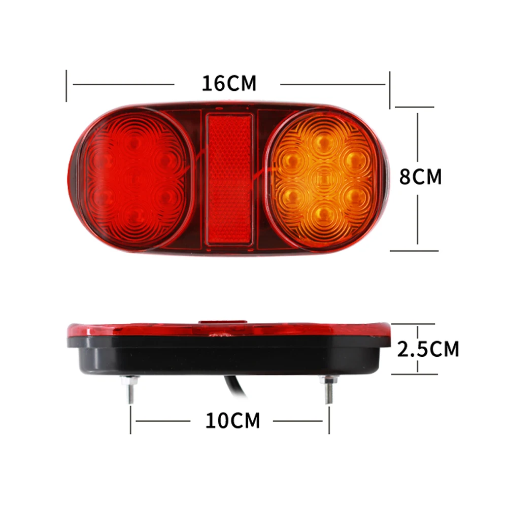 product 14led tail lamp rear tail lamp red and yellow brake steering ellipse modified tail lamp 12v24v-32