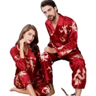 Spring Sleepwear 2022 Custom New Spring And Autumn Couple Silk Pajamas Set Sleepwear Home Wear