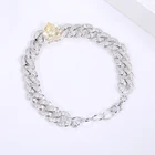 Jewelry Bangle Luxury Jewelry Charm Color Zircon Bracelet Bangle Women 925 Silver Heart Iced Out Cuban Chain Bracelet