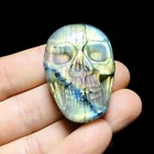 Labradorite High Quality Labradorite Stone Cab Skull Hand Carved Crystal Art Sculpture Folk Crafts Crystal Skull