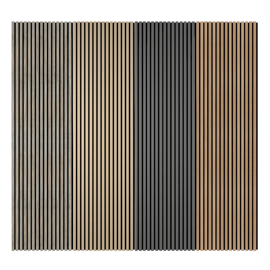 Factory Hot Sale Durable Sound Absorbing Wall Fabric Covered Slat Wood Basic Black Acoustic Panel