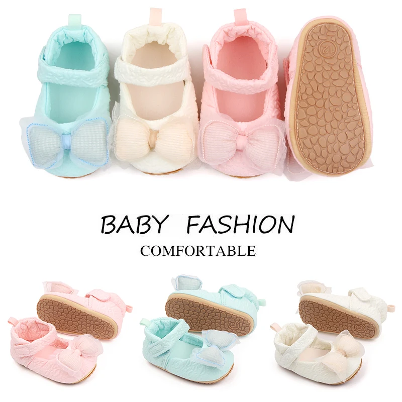 Spring and Fall New Embossed Bow Soft Soled Baby Princess Walking Shoes manufacture