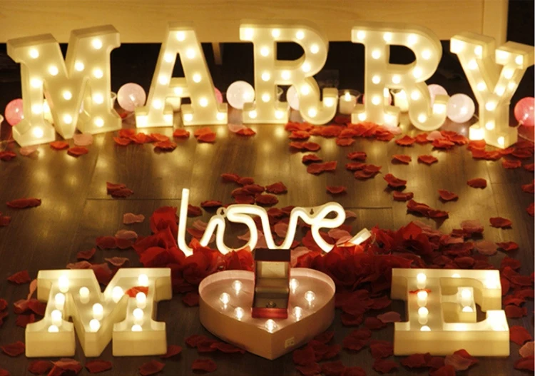 DDA709 Creative Indoor Birthday Wedding Party Decor Luminous 3D LED Marquee Lamp Sign White DIY 26 Alphabet Letter Night Light