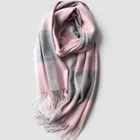 Ladies Scarf Luxury Winter Ladies Plaid Scarves Shawls 100% Wool Scarf For Women