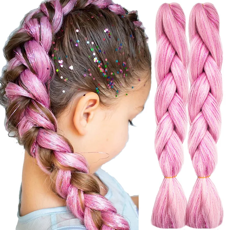 Wholesale Jumbo Braiding Hair With Glitter Hair Tinsel African Shiny Braids  Hair Extensions 24inch For Festival Party Box Braid - Buy Twinkle Yaki Braiding  Hair,Bling Bulk Hair Tinsel,Glitter Hair Tinsel Clip In