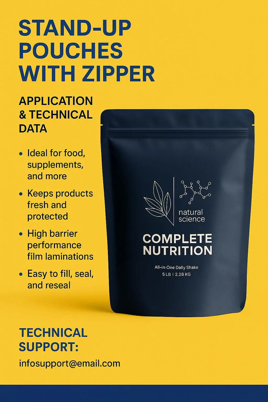 Custom Logo Recyclable Stand-Up Zipper Pouch for Organic Coffee and Vegan Protein Packaging - detail 9
