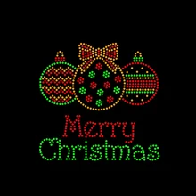 Hot Sale Merry Christmas Rhinestone Hotfix Transfer Iron on Bling Crystal Stones for Clothing