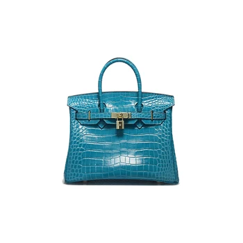 Famous Brand High Quality Luxury Big Capacity Genuine Cowhide Leather Designer Handbag Tote With Crocodile Pattern For Ladies