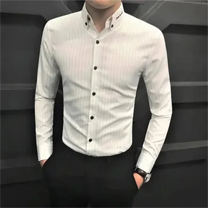 2024 Professional High Quality Men's Casual Dress Shirt Button Down Shirts Long-Sleeve Work Shirt