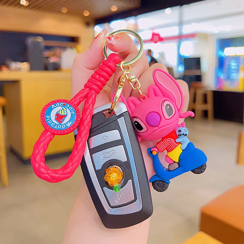 Manufacturer New design 3D PVC Rubber Kawaii Key Chain Car Keyring Bag Accessories Creative Cute Cartoon Stitch Keychain