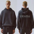 Custom Reflective Printing Character Pullover Long Sleeve Casual Plain Embroidery Fear Of God Essentials Hoodie Men