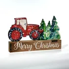 Christmas Decoration Christmas Wooden Red Truck Sign Tabletop Decoration Christmas Decoration Supplies