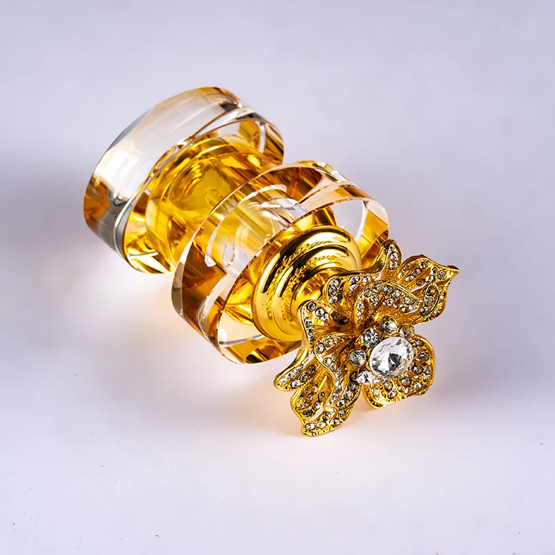 product new products hot sale gold flower decoration 6ml glass empty bottle unique design luxury crystal perfume bottle-6