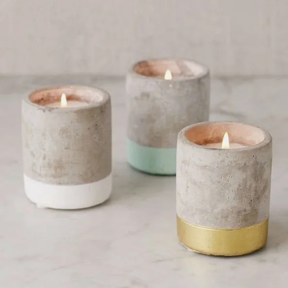 Modern design customized logo candle container wedding home decoration cement matte candle jars