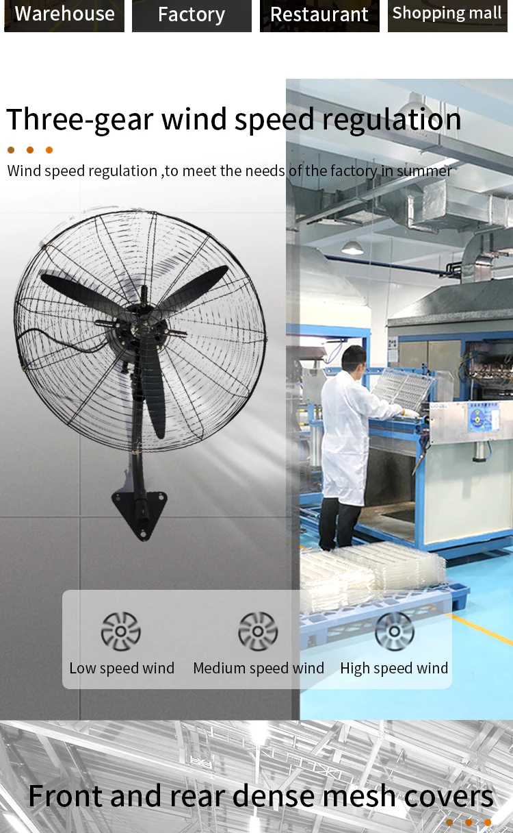 Industrial Wall Mounted Fan, Copper, Electric, Metal - detail 10