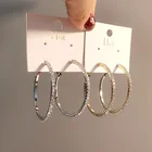 Hoop Fashion New Trendy Rihanna Style Big Large Gold Plated Crystal Diamond Hoop Earrings