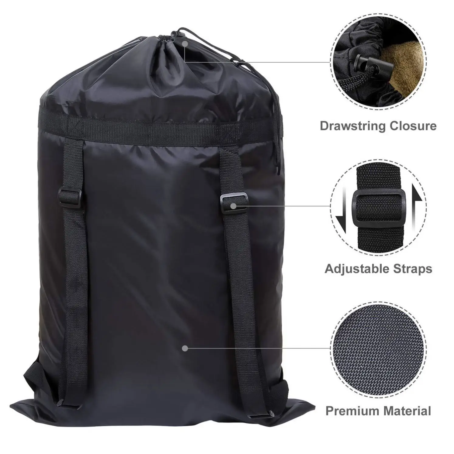 Hot Sale Polyester Waterproof Laundry Bag Large Camping Travel Clothes Storage Bag with drawstring closure