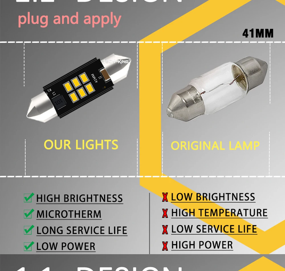 Car Super Bright 31mm 36mm 39mm 41mm 44mm LED Double Pointed Lamp C5W C10W CANBUS 6 SMD LED Reading Light License Plate Light