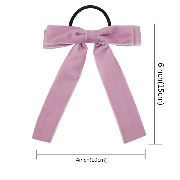 4inch Solid Color Flannelette Bowknot Hair Ties Big Bows Elastic Hair Rope For Baby Hairband