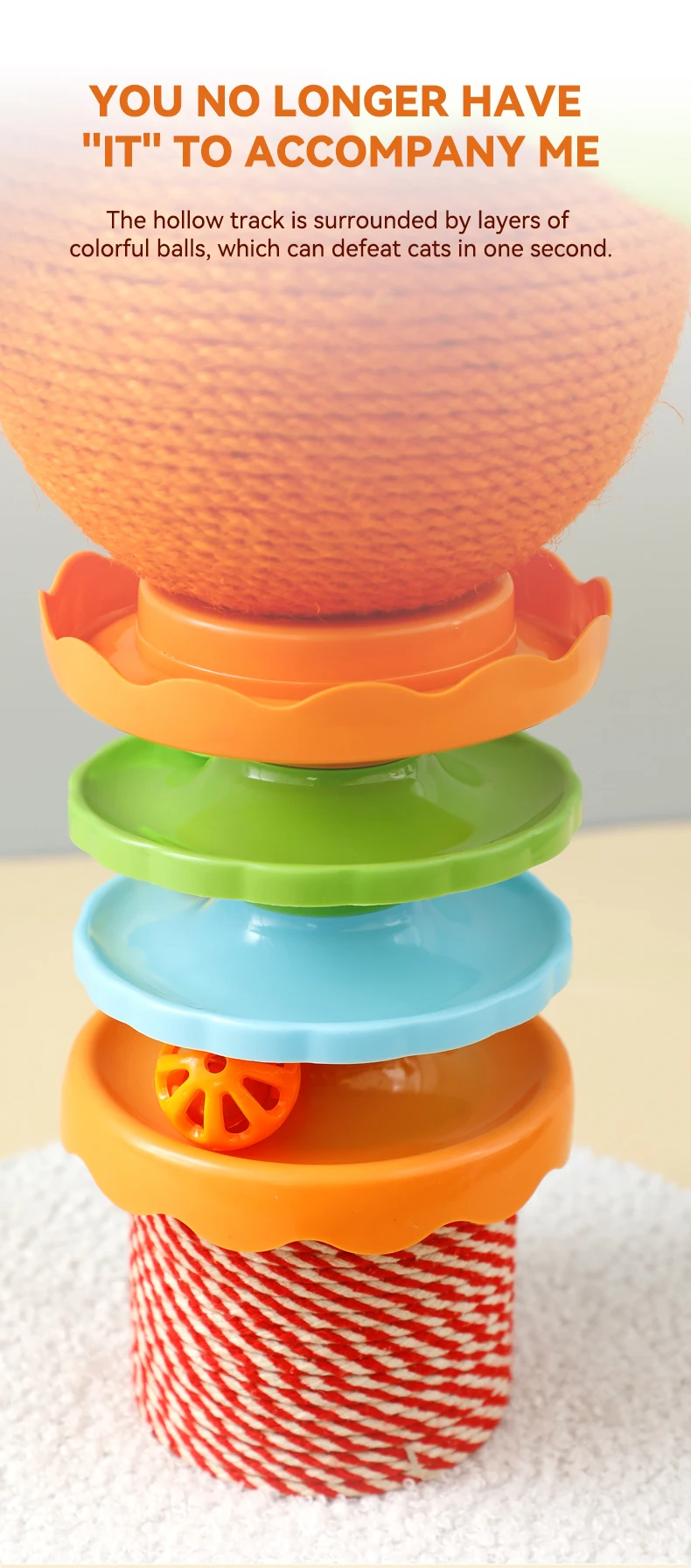 Hot Sale Cute Cat Scratcher Post with Interactive Turntable Toy Natural Sisal Durable Anti Scratch No Mess Cat Toy Pet Supplies details