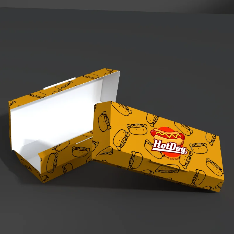 product disposal custom printed hot dog box fast food container package takeaway kraft paper boxes for snack burger sandwich-6