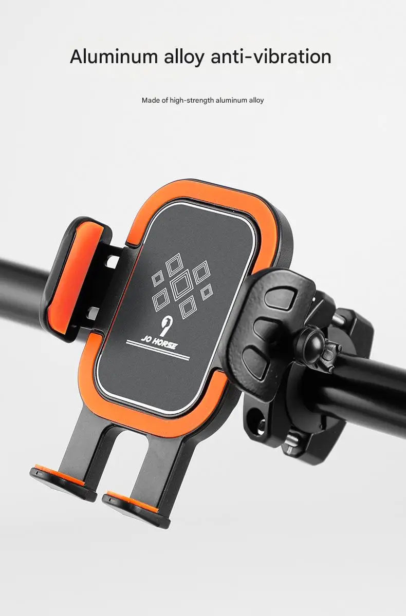 Multifunctional Rotatable Non-Slip Bicycle Motorcycle Accessory Electric Vehicle Aluminum Alloy Mobile Phone Holder Fixed Black