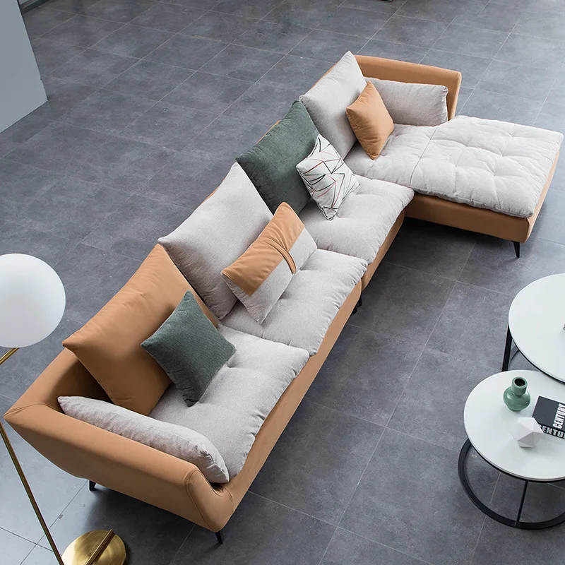 Nordic Modern Technology Fabric Latex Corner Simple Italian Furniture Sofa Living Room Sofa Set L Shape Sofa