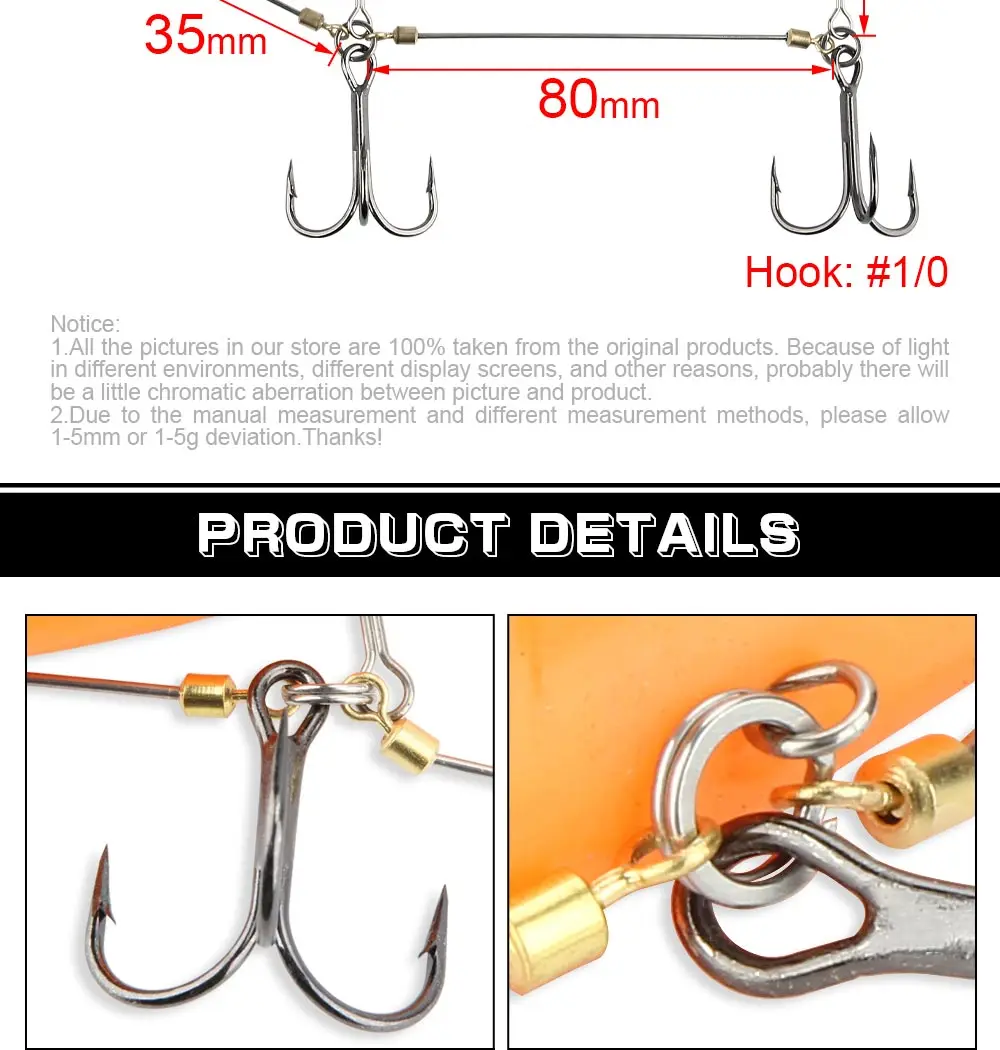 Spinpoler Stinger Rig Fishing Hook With Lead Sinker Weight 5g 7g 10g