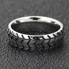Ring Men's Men Ring Custom Logo Ring Vintage 7 ~12 Tire Shape Silver Stainless Steel Ring For Men