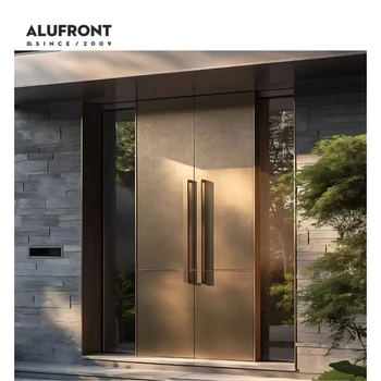ALUFRONT Egyptian Revial Style Heavy Duty Theft Proof Aluminum Doors Exterior Aluminum Door Double Front Entry Doors for House