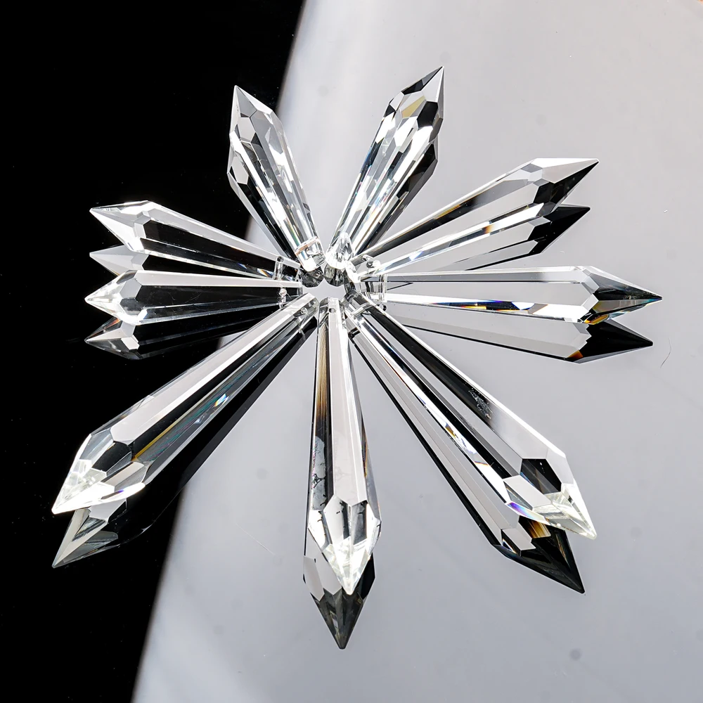 product good quality clear pointed bead glass hexagonal column crystal chandelier ornaments wholesale diamond bead decorative pendants-4