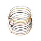 Silver Bracelet Women G432 Wholesale Silver Cuff Bracelet Blank Adjustable Expandable Steel Women Bangles
