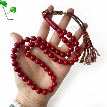 New resin Tesbih Red Color handmade prayer beads 10mm51 Rosary  tassels Islam gift Muslim misbaha muslim rosary baclite rosary