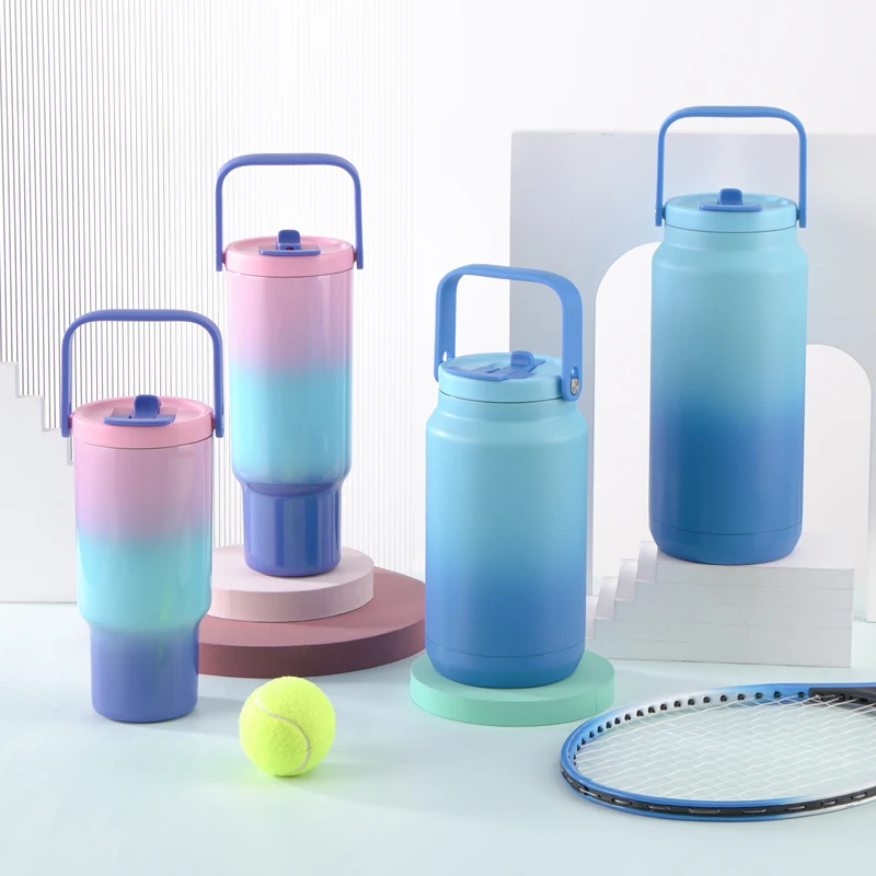 2026 New Design Tote Leakproof 40Oz Tumbler With Handle Straw Lid Coffee Stainless Steel Cup supplier