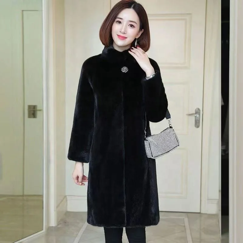 Women's jacket artificial fur coat Winter long warm thick fur coat vest raccoon fake fur coat