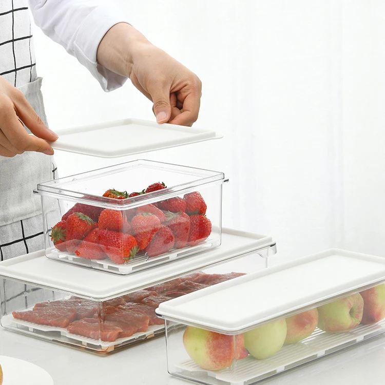 Refrigerator Storage Box Fridge Bins Food Container Inner Strainer Kitchen Organization Plastic Box