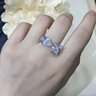 Diamond Ring Rings Luxury Hip Hop Iced Out Bling Pear Square CZ Diamond Love Promise Wedding Engagement Ring
