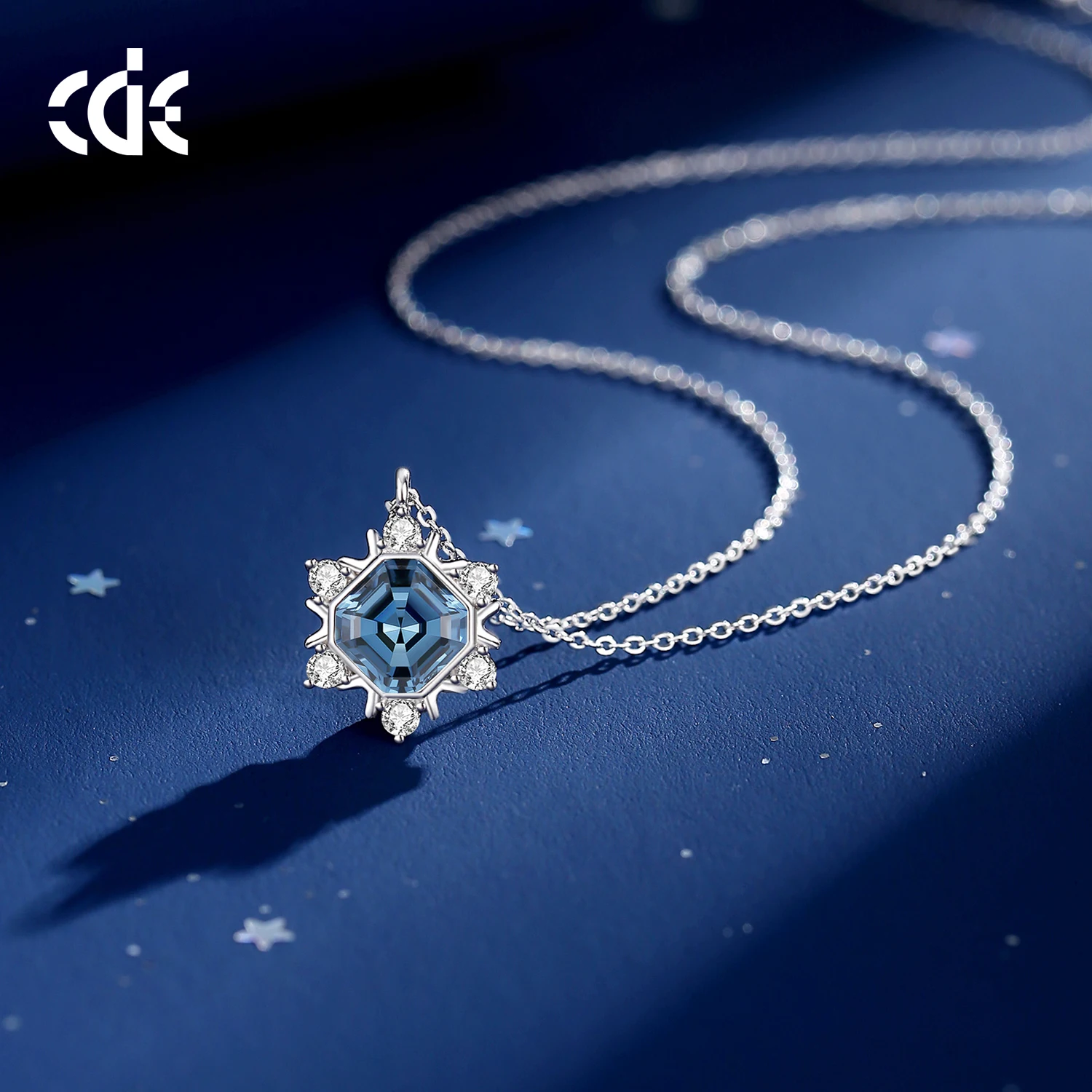 CDE YN1206 Fine Jewelry 925 Sterling Silver Princess cut Crystal Necklace With Cubic Zirconia Pendant Necklaces For Women Gift