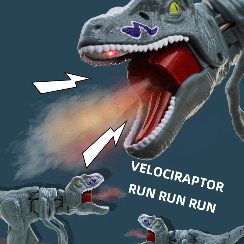 Pressing Dinosaur Gun Stretch Velociraptor Dino Toys Smoke Spraying Simulation Hand Grabber Angry Dinosaur Toy