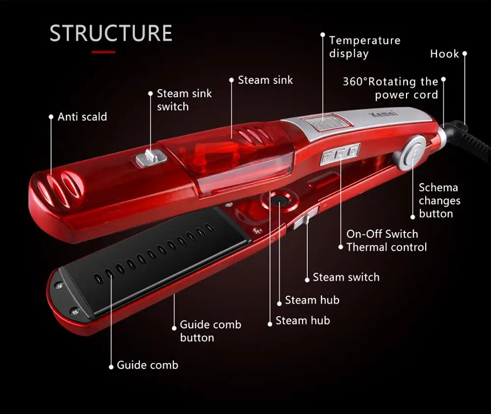Ceramic hair straighteners with steam фото 44