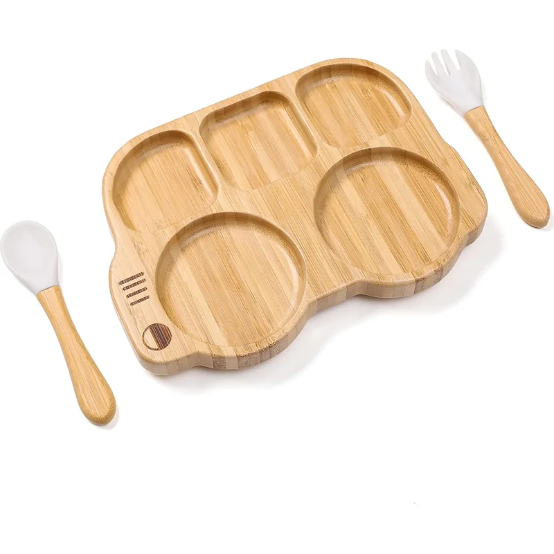 Cute Animal Appearance Shape Platter for Children Bamboo Kids Plates Bamboo Plates Baby Kids Hot Sale Wood Plate