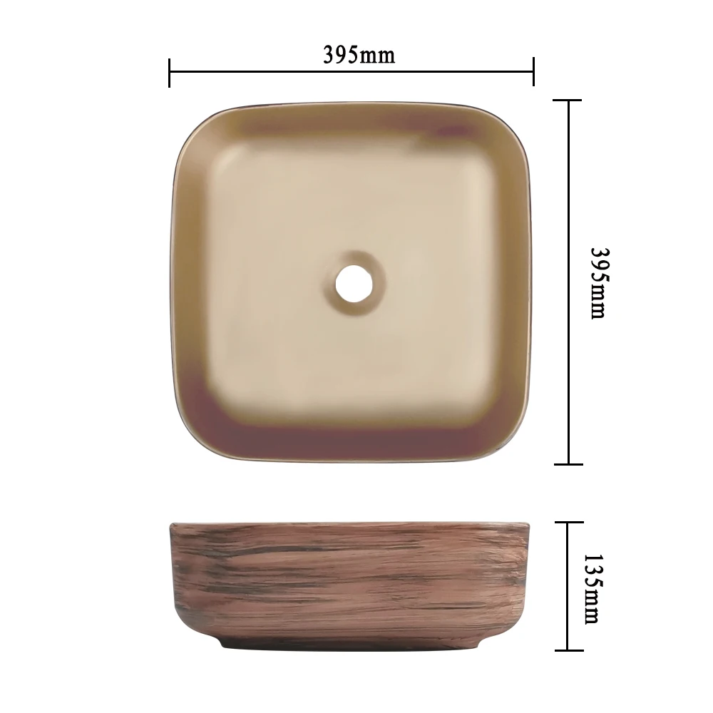 Tarpul Modern Wooden Pattern Design rectangular ceramic wash basin Above table basin Ceramic Hand Wash details