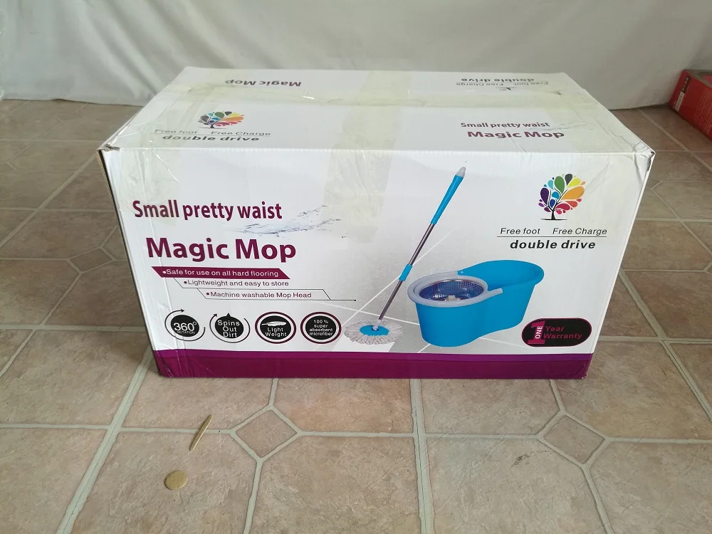 360 Rotary Microfiber Mob Set Steel Pole with Bucket and Wheels, Hands-Free Floor Cleaning Spinning Mop, Hot Sale in Brazil