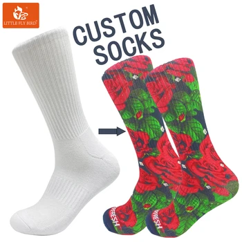 Wholesales custom logo design blank sock men fashion 3d printing digital sublimation socks