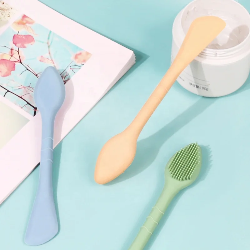 2023 Hot Sale 2 in 1 Silicone Facial Brush with Mask Brush Custom Logo Application Skin-Friendly Facial Cleaning Brush