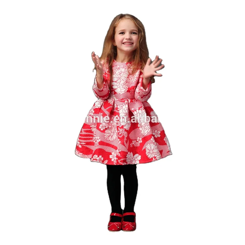 kids girl autumn latest dress printed pattern cotton fabric style China wholesale children clothes